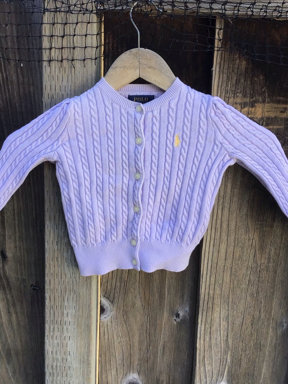 Polo Ralph Lauren Lavender Cable Knit Cardigan Sweater Girls Toddler Size 2T